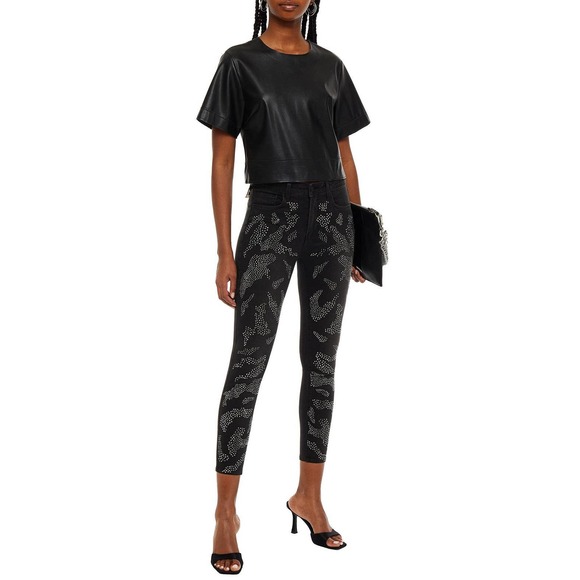 NWT L'AGENCE Margot Embellished Cropped High-Rise Skinny Jeans Size 23